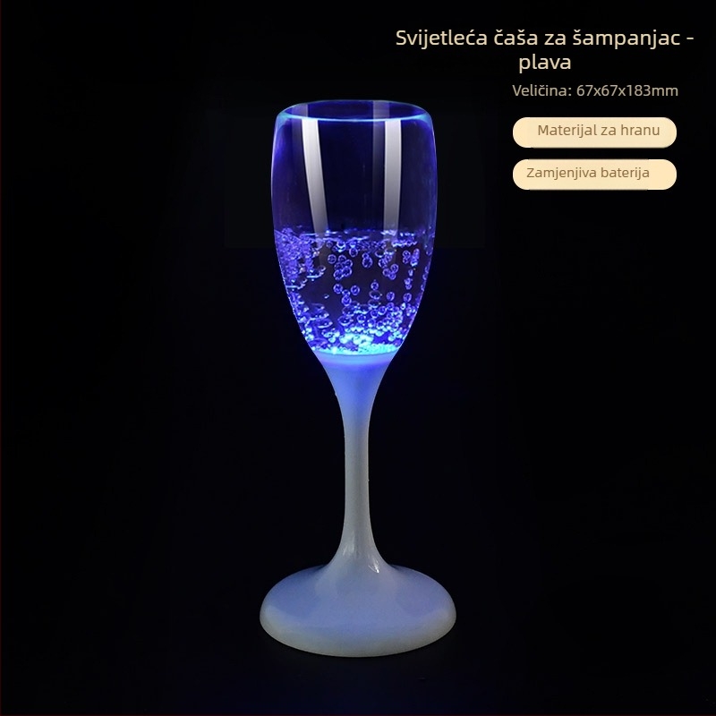 LED svjetleća plastična čaša za vino, šarena za zabave