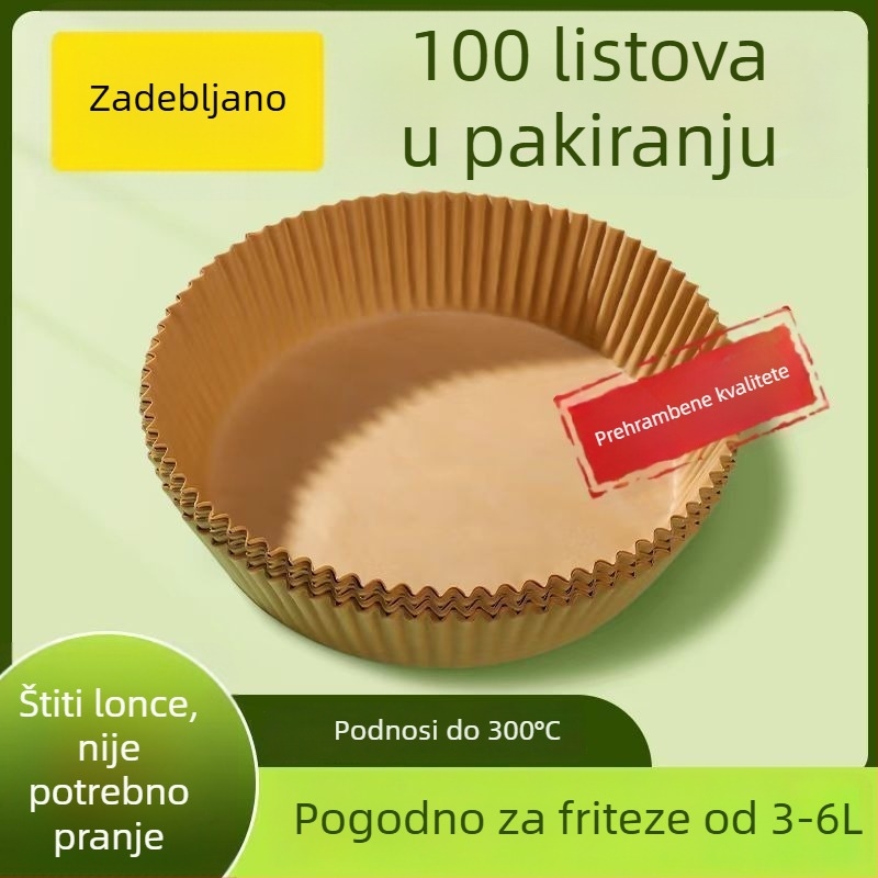 Papir za pečenje otporan na visoke temperature za fritezu na zrak, debeli i apsorbira ulje, za pečenje i roštilj