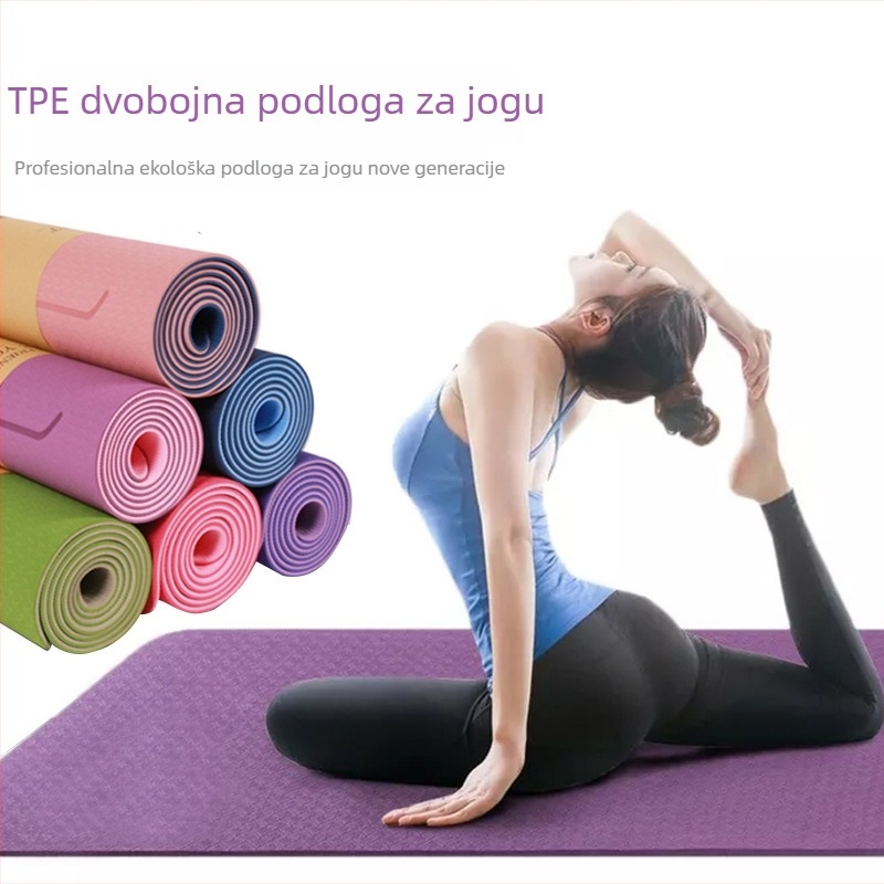 TPE joga podloga, 6 mm, protuklizna, dvobojna za odrasle – joga i ples