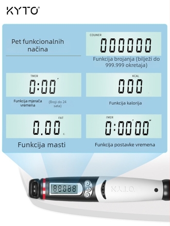 KYTO2106B Crni konopac za skakanje za ispit upisa u srednju školu – 4 mm / 5,5 mm gumeni konopac ili metalni konopac