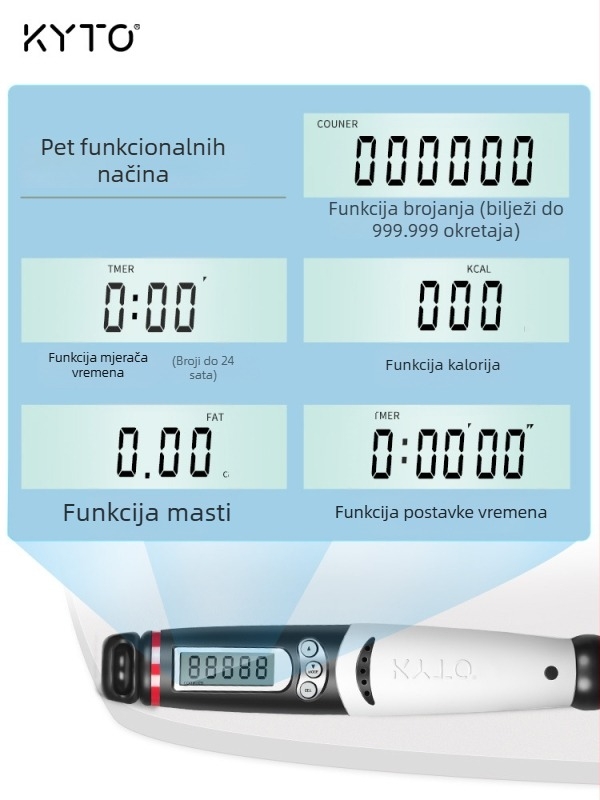 KYTO2106B Crni konopac za skakanje za ispit upisa u srednju školu – 4 mm / 5,5 mm gumeni konopac ili metalni konopac