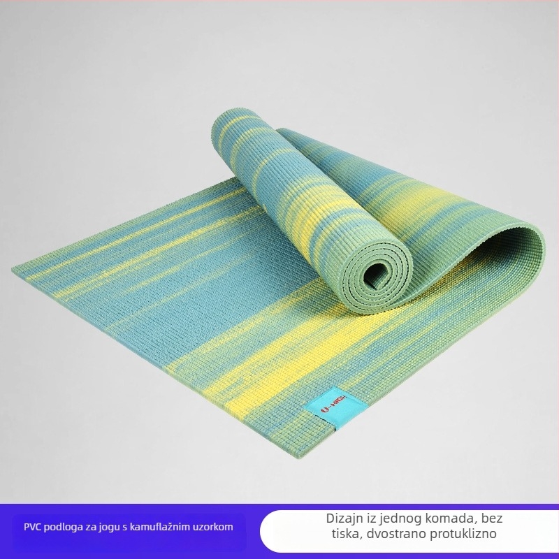 PVC kamuflažna joga podloga, neklizajući, apsorpcija udaraca, debljina 6 mm, dimenzije 173 × 61 cm