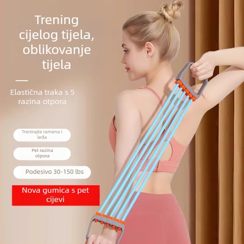 Uređaj s pet cijevi za proširenje prsnog koša, s podesivim cijevima, za trening prsnih mišića i snage ruku