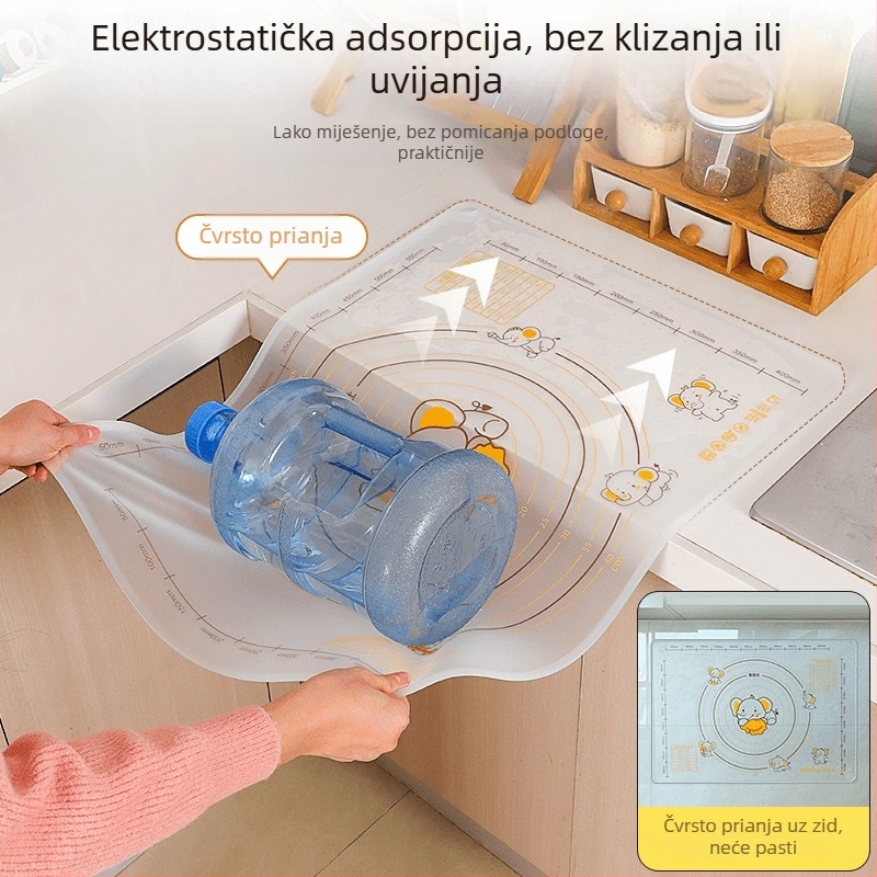 Silikonska podloga za mijesanje tijesta, prozirna, prehrambene kvalitete, debela, protiv klizanja, kućna upotreba, za razvaljivanje tijesta za knedle i parene peciva