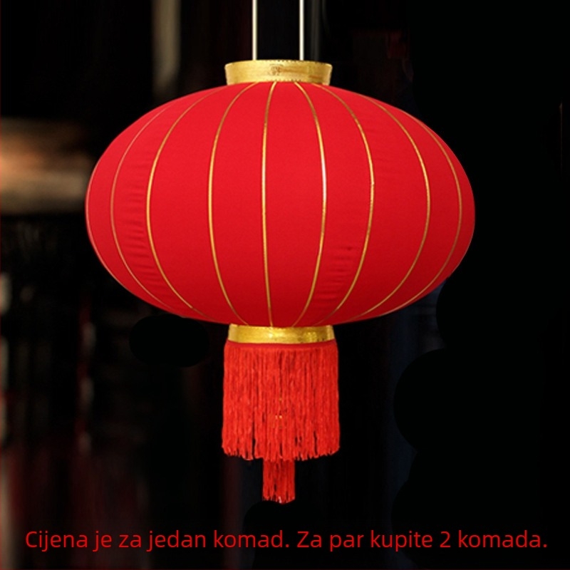 Fenjeri za Proljetni festival, plišasto flokirani i guste, crveno vanjsko LED osvjetljenje za dvorišta, stambene zone, znamenitosti i ulazna vrata