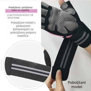 Prozračne rukavice za fitness s polu prstima, silikon protivklizna drška, muške, za dizanje utega i vožnju biciklom, kompresijske