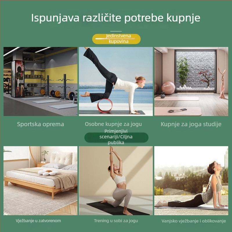 Joga podloga od prirodnog kaučuka s linijama poza, upija znoj i protuklizna, za teretanu