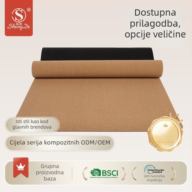 Prilagođena joga podloga od kore i gume, 5 mm, s linijama poravnanja, širine 68 cm, za fitness i jogu