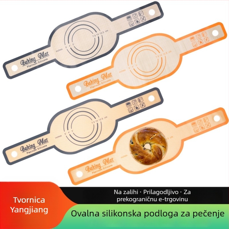 Silikonska podloga za pečenje s dvostrukim ručkama, duga ručka, podloga za kruh za svakodnevnu kuhinju