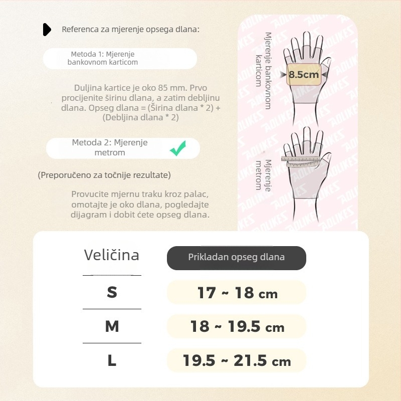 AOLIKES Fitness rukavice za dizanje utega, prozračne rukavice s pola prstiju, pogodne za trčanje i vožnju bicikla