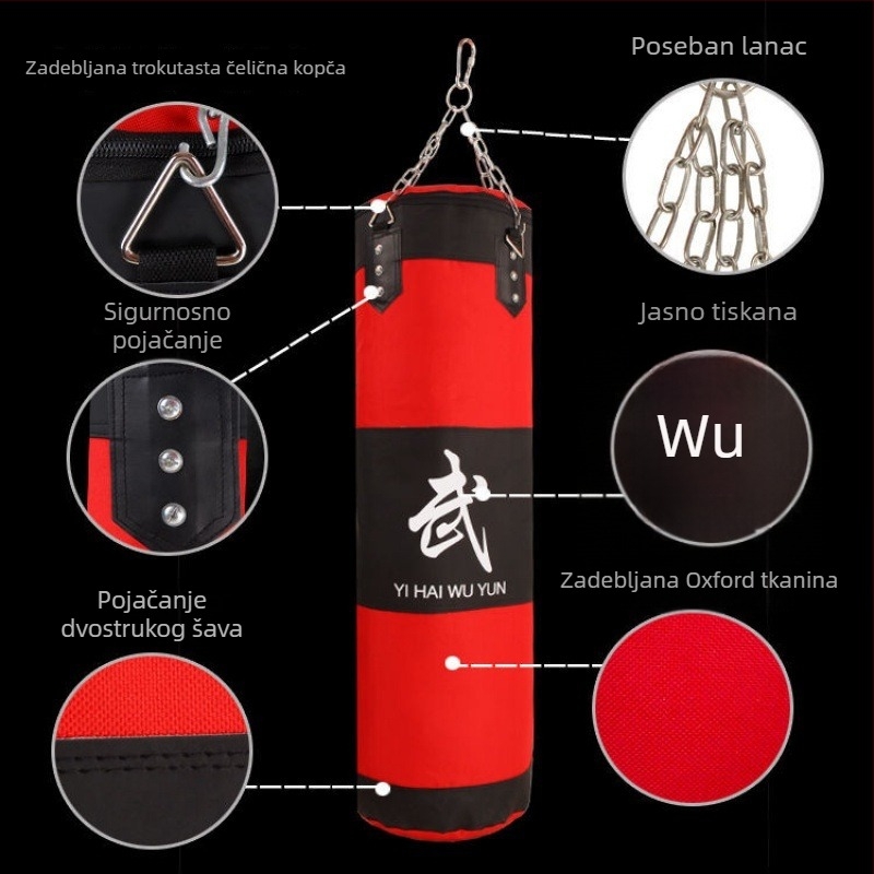 Viseći boksački sandbag za sanda i taekwondo - prava koža, kućna fitness oprema