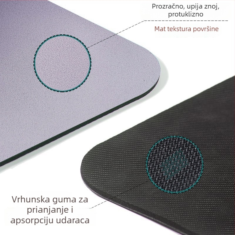 Joga prostirka od PU gume s matt površinom, protuklizna, debela, linije za poravnavanje tijela – joga, ples, fitness
