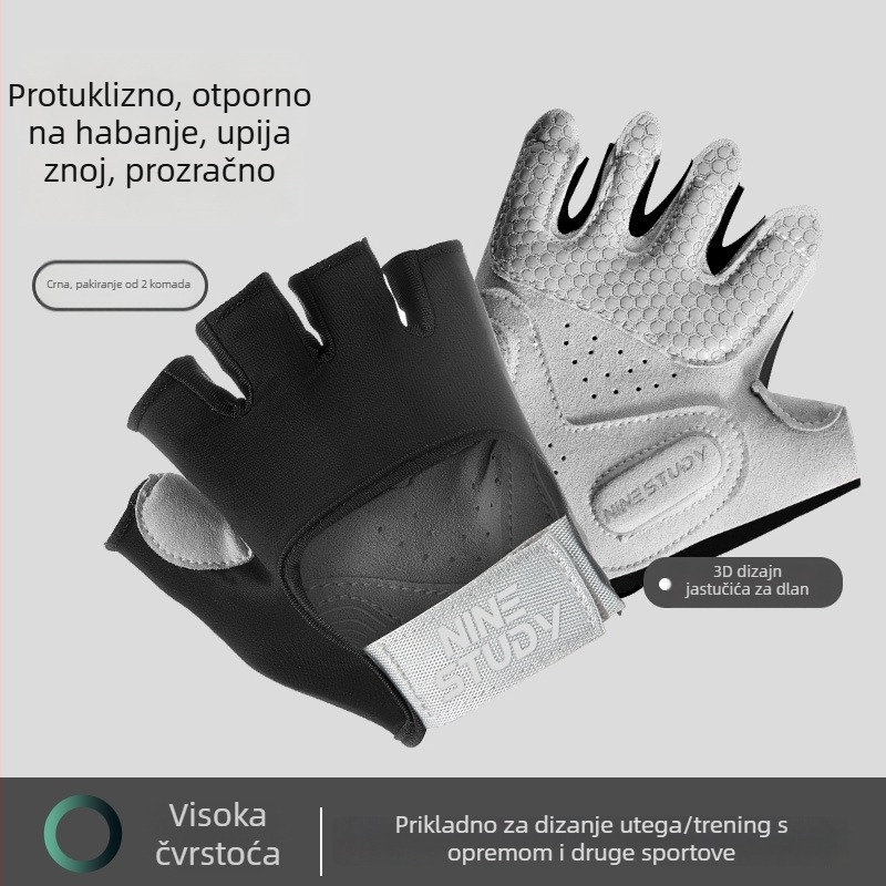 Poluprstene rukavice za fitness za muškarce i žene, protuklizne, prozračne, protiv žuljeva, za jogu, biciklizam i kampiranje
