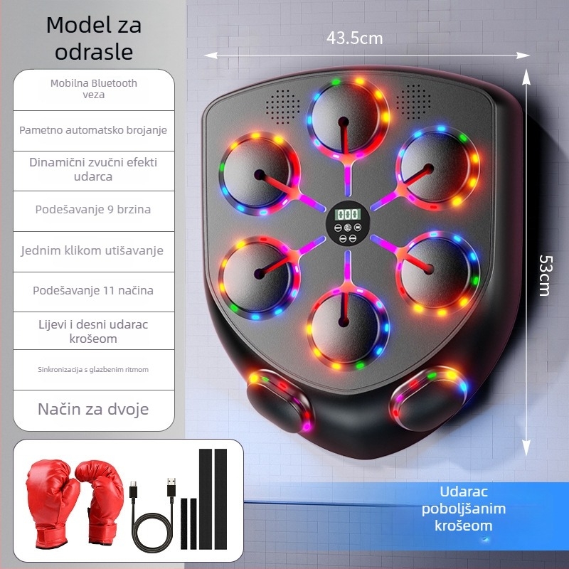 Pametan boksački trener s Bluetoothom, LED svjetlima i osam ciljeva – kućna fitness oprema