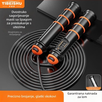 Uže za skakanje s čeličnim jezgrom, teška verzija za fitness i brze treninge, s brojačem – za odrasle, profesionalce