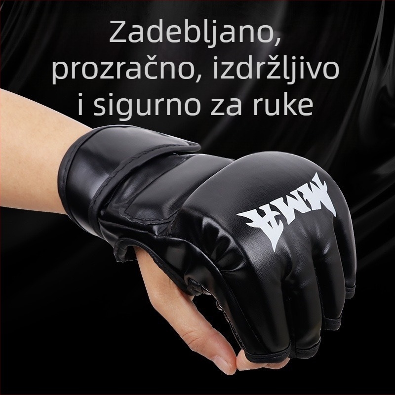Boxerske rukavice s polu-prstima od PU, za odrasle i djecu, profesionalne za Sanda