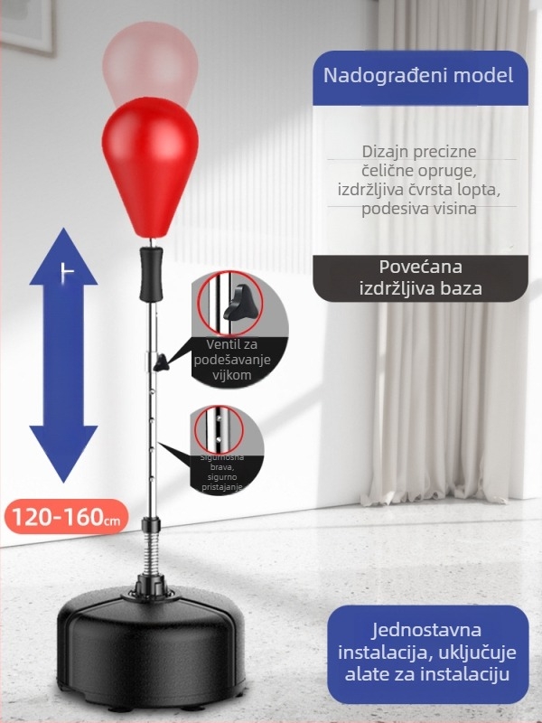 Boxing brzinska lopta s ciljem reakcije, oprema za trening, vertikalni slobodno stojeći vrećasti sandbag za kućnu upotrebu