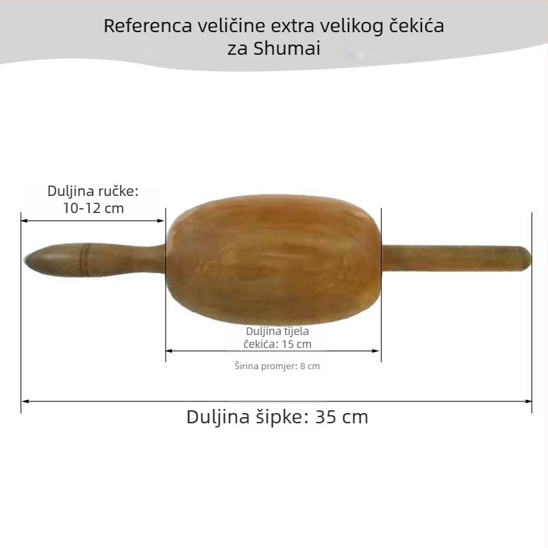 Drveni čekić za shumai i valjak za tijesto, profesionalni kuhinjski alat