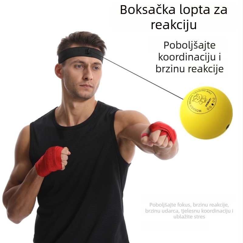 Boxerska reakcijska lopta s montiranom na glavi – fitnes lopt za trening odraslih, lopta za odskok