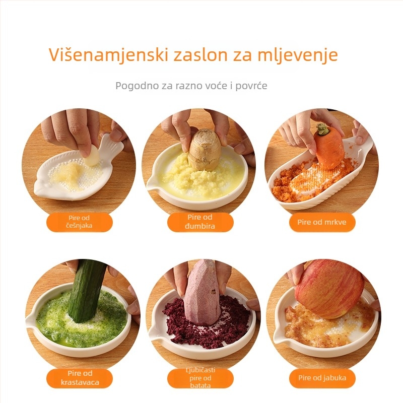 Keramički mlin za đumbir i češnjak – višenamjenski kuhinjski alat za pastu od đumbira, pastu od češnjaka i voćni pire