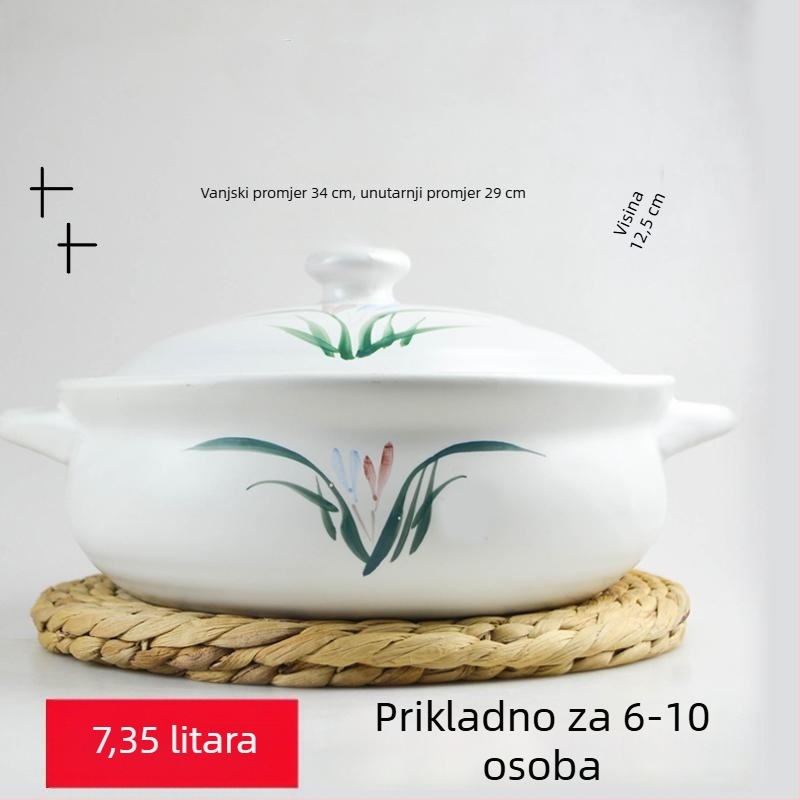 Ekstra-velika keramička posuda za kuhanje hot pota, otporna na visoke temperature, za kućnu upotrebu, za juhe od svinjskog želuca i pilećeg, kompatibilna s plinskim štednjakom