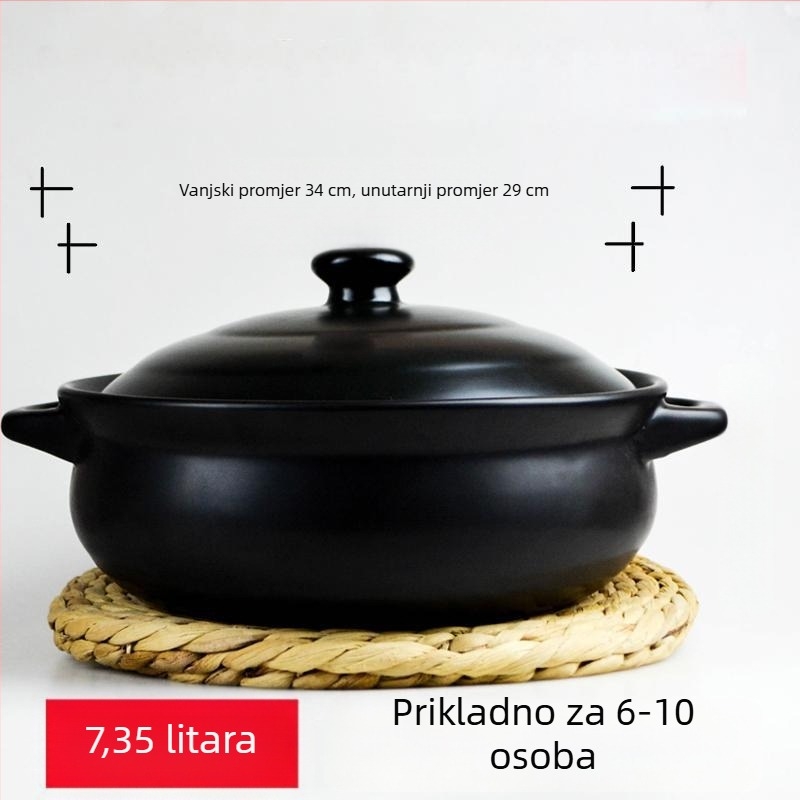 Ekstra-velika keramička posuda za kuhanje hot pota, otporna na visoke temperature, za kućnu upotrebu, za juhe od svinjskog želuca i pilećeg, kompatibilna s plinskim štednjakom
