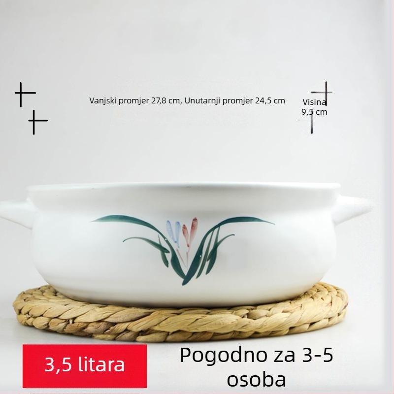 Ekstra-velika keramička posuda za kuhanje hot pota, otporna na visoke temperature, za kućnu upotrebu, za juhe od svinjskog želuca i pilećeg, kompatibilna s plinskim štednjakom