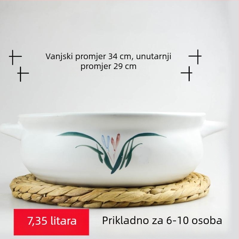 Ekstra-velika keramička posuda za kuhanje hot pota, otporna na visoke temperature, za kućnu upotrebu, za juhe od svinjskog želuca i pilećeg, kompatibilna s plinskim štednjakom