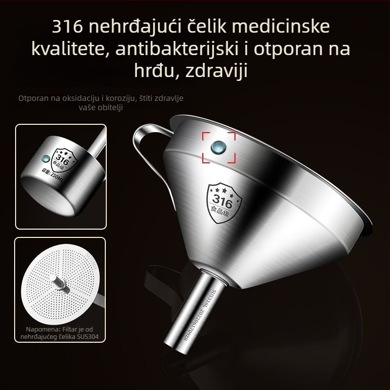 Set za posluživanje vina od nehrđajućeg čelika 316 za kućnu upotrebu — veliki promjer, žlica i lijevak