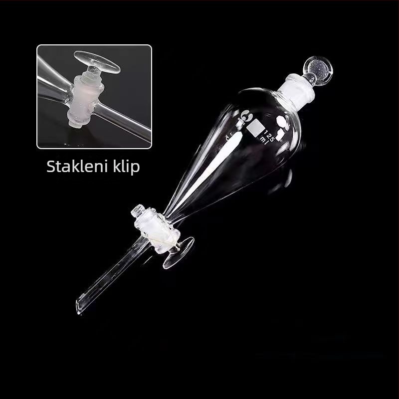 Lijevak za odvajanje u obliku kruške, stakleni ili PTFE, 60 ml, 125 ml, 250 ml, 500 ml, 1000 ml