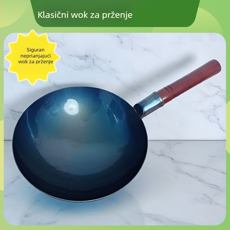 Mini wok od kovanog željeza bez premaza, za jednu porciju, za prženje jaja i dječju hranu
