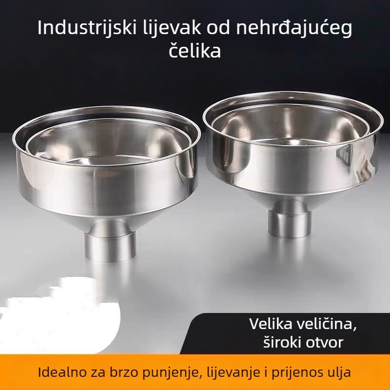 Izuzetno veliki nehrđajući čelik industrijski lijevak, veliki promjer, za komercijalno punjenje, donji spremnik