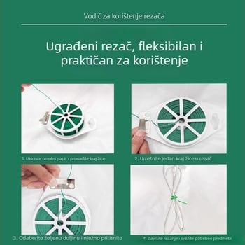 Zelene PVC premazane kabelske vezice za vrt – pričvršćivanje penjačica i ruža – role s rezačem
