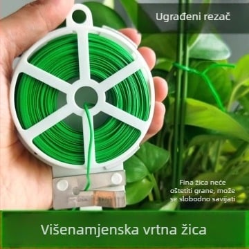 Zelene PVC premazane kabelske vezice za vrt – pričvršćivanje penjačica i ruža – role s rezačem