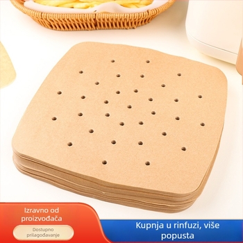 Kvadratni papir za zrak fritanje, otporan na visoke temperature, otporan na ulje i vodu, papir za kuhanje na pari za peciva, perforirana podloga protiv ljepenja za pečenje