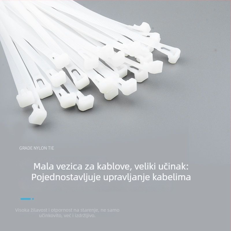 Friendship Otpuštajuće najlonske zip-veze za kabel, podesive trake za električne instalacije, bijelo/crne, 4x150mm / 5x200mm / 5x300mm, 100 komada u pakiranju