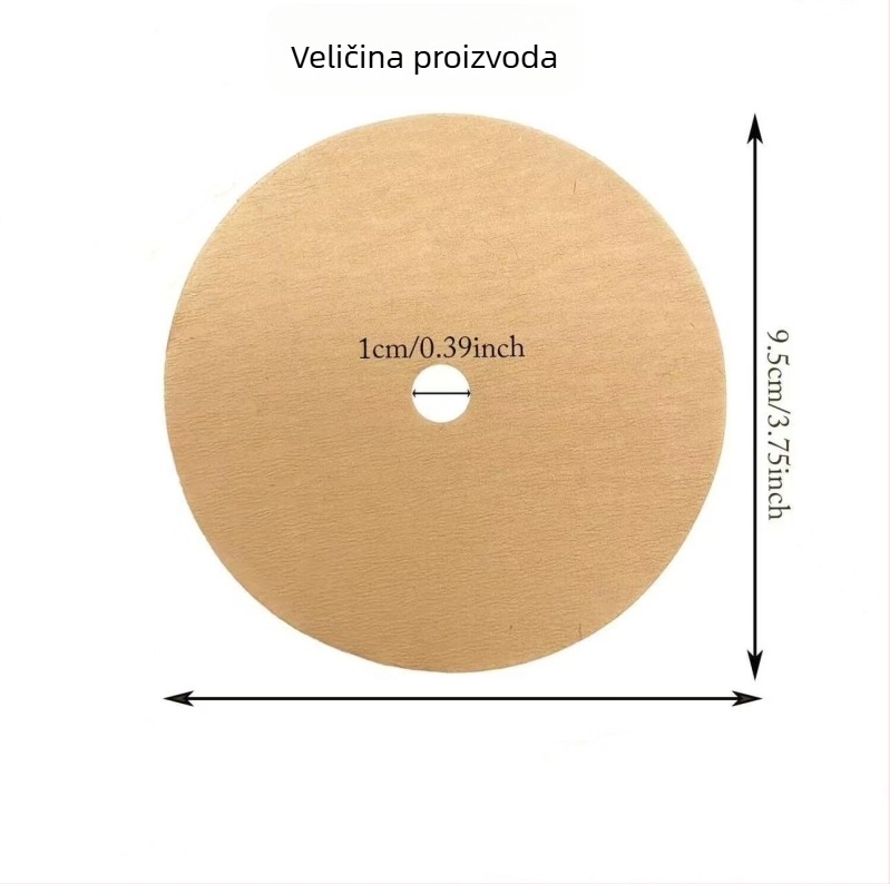 Kavu filter papir kružnog oblika 95 mm, drvena celuloza, za ručno filtriranje, bijela/prirodna boja, s otvorima