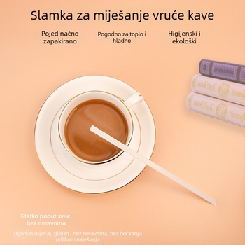 PLA slamka za kavu, jednokratna, biološko razgradljiva, individualno pakirana, za miješanje kave i mliječnog čaja