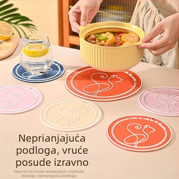 Debeli mekani PVC otporan na toplinu kuhinjski podložnik — okrugli podmetači, podmetači za posude i čaše, zaštita od opeklina, moderan minimalistički dizajn