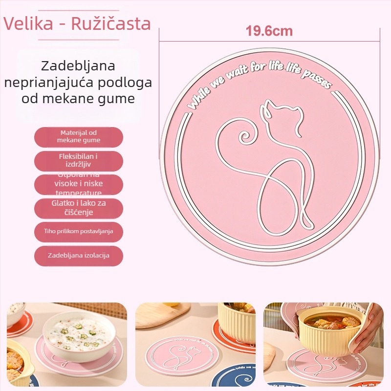 Debeli mekani PVC otporan na toplinu kuhinjski podložnik — okrugli podmetači, podmetači za posude i čaše, zaštita od opeklina, moderan minimalistički dizajn