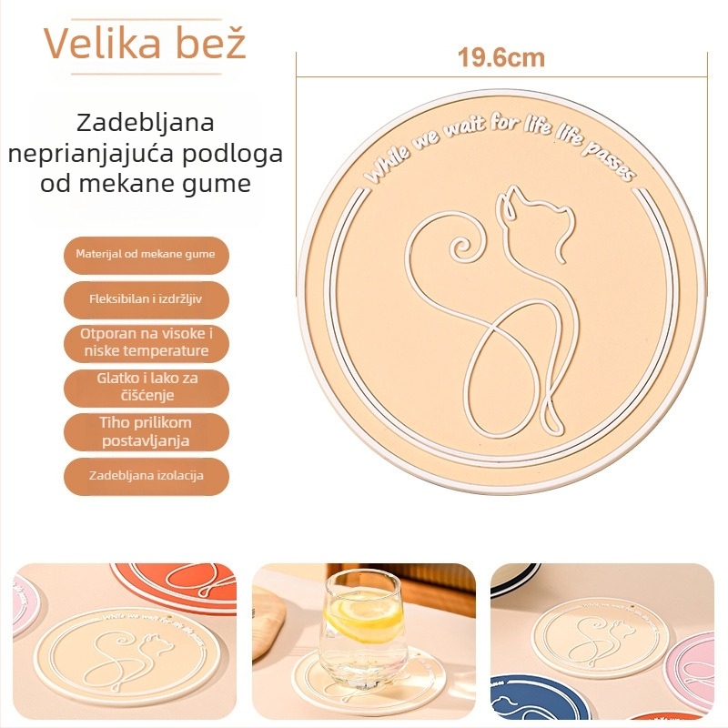 Debeli mekani PVC otporan na toplinu kuhinjski podložnik — okrugli podmetači, podmetači za posude i čaše, zaštita od opeklina, moderan minimalistički dizajn
