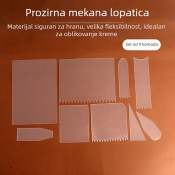 Prozirna meka lopatica za glačanje krema na okrugloj torti – polukružni plastični set za dekoriranje