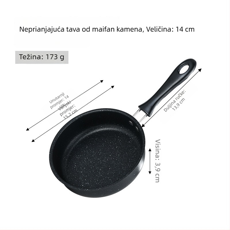 Maifan kamen mini tiganj, neprijanjajući, za prženje steakova i jaja, za kućnu upotrebu, kompatibilan s indukcijom i plinskim štednjakom, debelo dno od lijevanog željeza