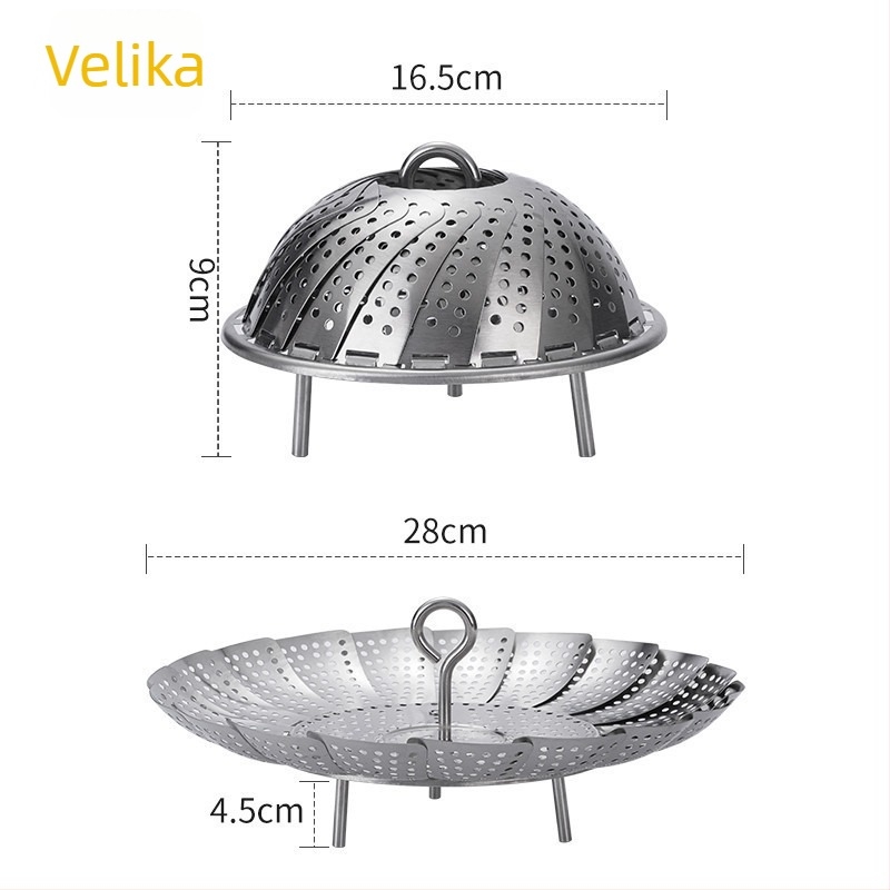 304 nehrđajući čelik, okrugla posuda za parenje ribe, sklopivi stalak za paru, visok, debela posuda, kuhinja s višestrukim funkcijama