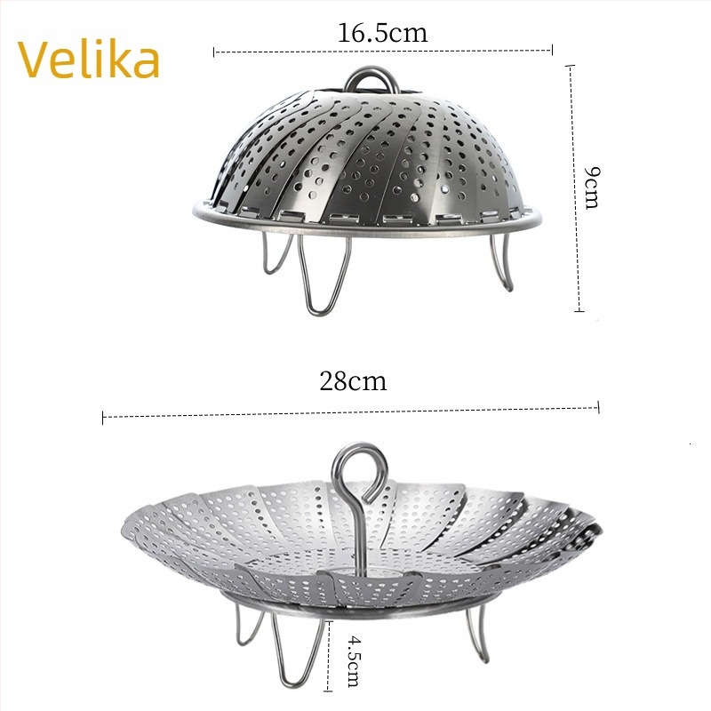 304 nehrđajući čelik, okrugla posuda za parenje ribe, sklopivi stalak za paru, visok, debela posuda, kuhinja s višestrukim funkcijama