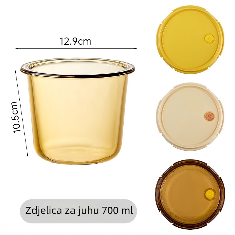 Kutija za ručak od borosilikatnog stakla s poklopcem, pravokutna, pogodna za mikrovalnu