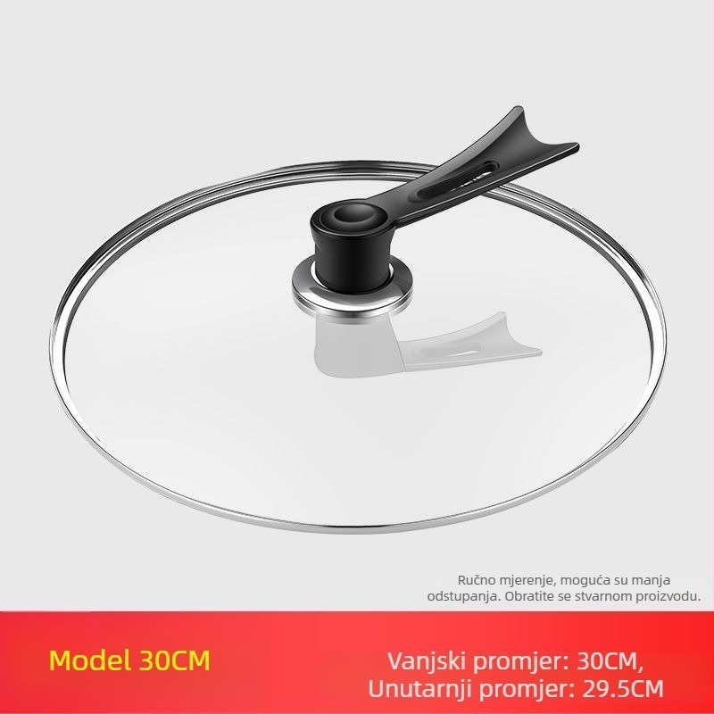 Poklopac od kaljenog stakla s nehrđajućim rubom – univerzalni poklopac za wok, tavicu i lonac, kompatibilan s neprijanjajućim posuđem