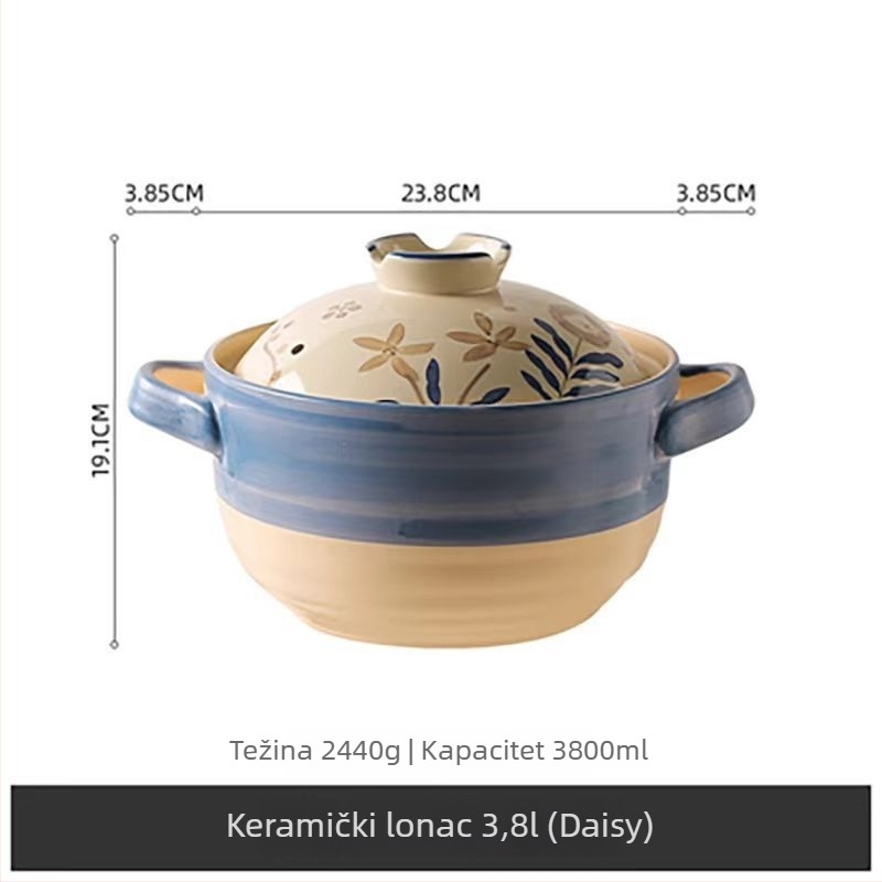 Keramička posuda u japanskom stilu za juhe i dinstana jela, otporna na visoke temperature, bez pukotina, pogodna za plinski štednjak