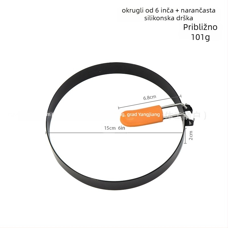 Kružni prsten za jaja od 430 nehrđajućeg čelika sa silikonom drškom, kalup za prženje jaja i kalup za palačinke