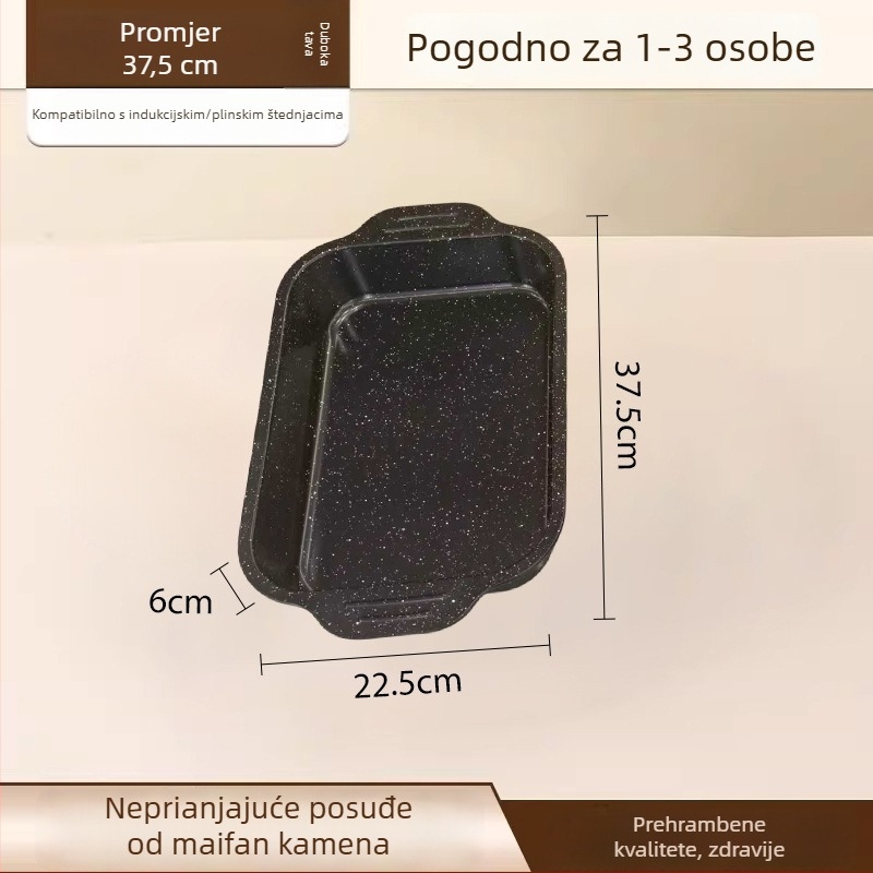 Dvoručna tava za pečenje ribe s Maifan kamenom, od lijevanog željeza, za kampiranje i kućni roštilj, kompatibilna s indukcijom